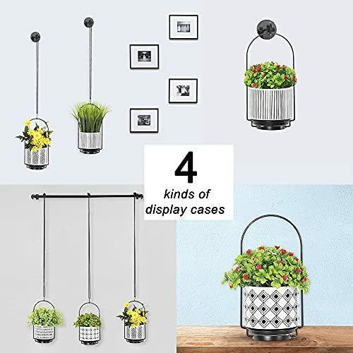 3pcs Hanging Plant Flower Pot - Codream 18/8 Stainless Steel and Ceramic Flowerpot Vase Outdoor Indoor Wall Decor Hanging Planters Baskets 4.1 Inches 4