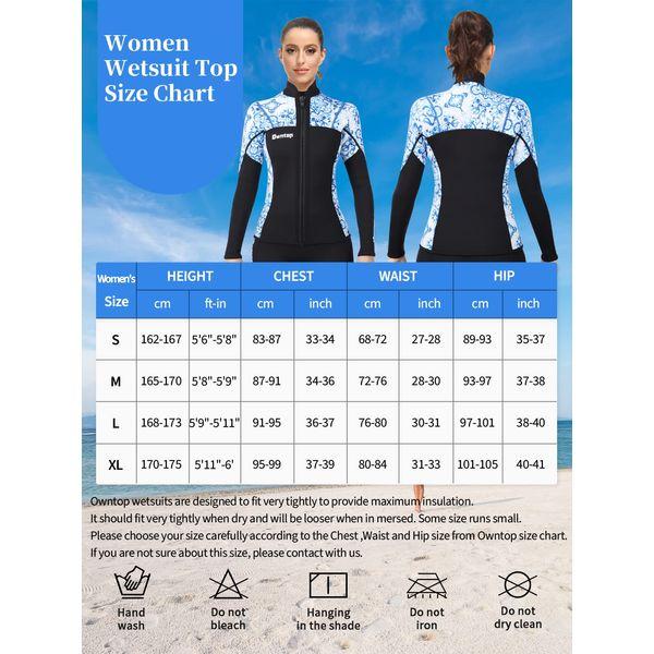 Joysummer Men Women Wetsuits Top - 3mm Neoprene Wetsuits Jacket, Long Sleeves Scuba Diving Suit Rash Guard for Diving Surfing Snorkeling UPF 50+, Women Blue S 1