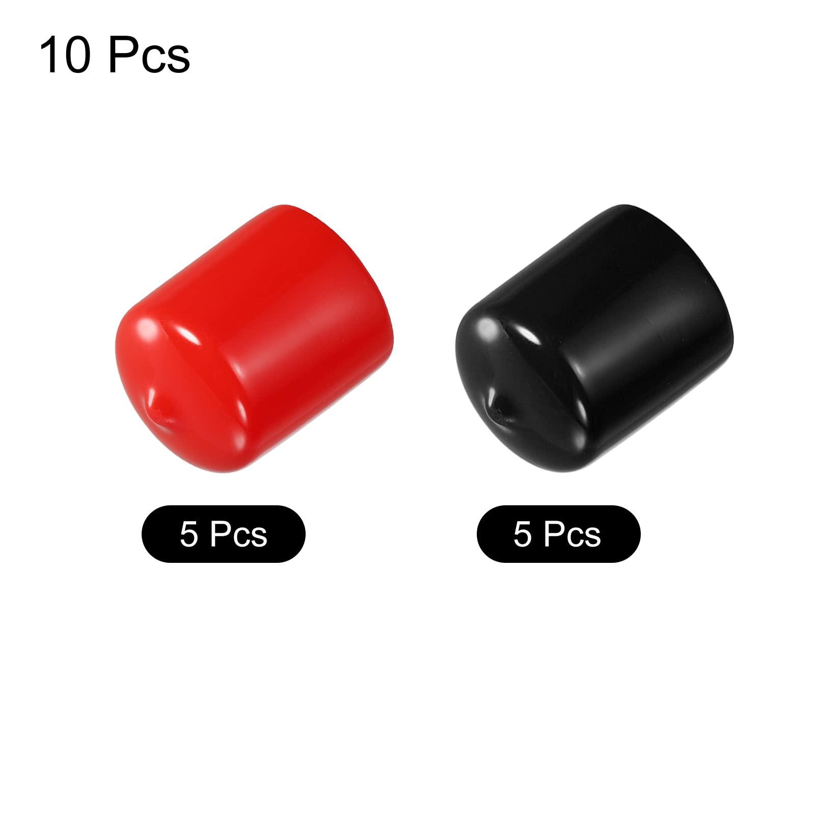 sourcing map 10pcs Rubber End Caps Cover Assortment 26mm PVC Vinyl Screw Thread Protector for Screw Bolt, Black Red 2