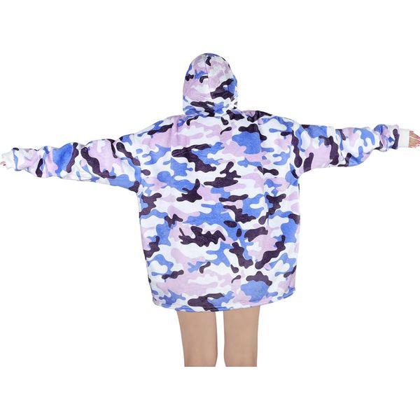 Queenshin Zip Up Wearable Blanket Hoodie,Oversized Sherpa Comfy Sweatshirt for Adults Women Girls,Warm Cozy Hooded Body Blanket with Zipper,Camouflage 4