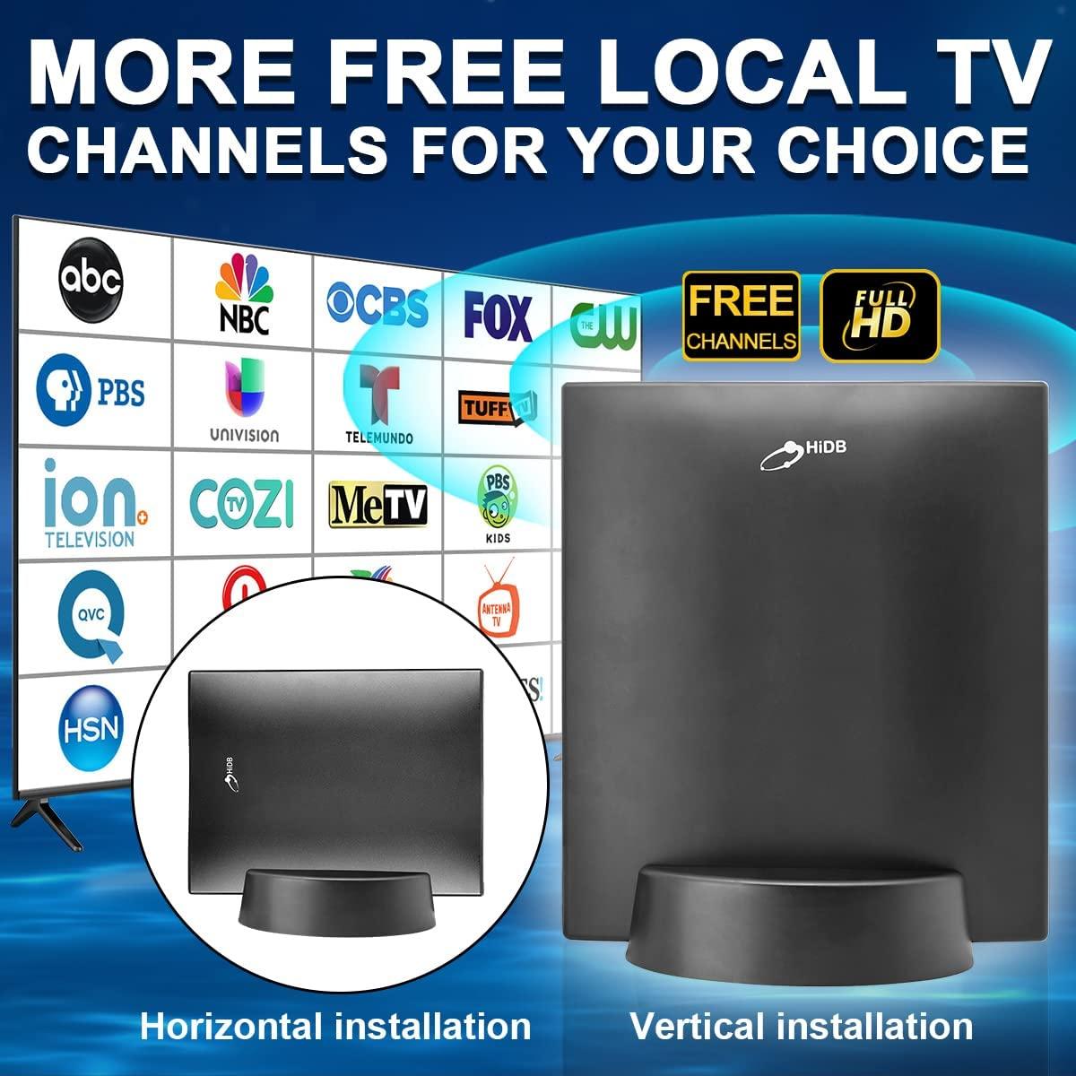 Indoor TV Aerial, Amplified HD Digital TV Aerial Long Range Reception, Indoor TV Aerials with Strong Signal UK - Support 4K HD Local Channels Smart TV Freeview 1