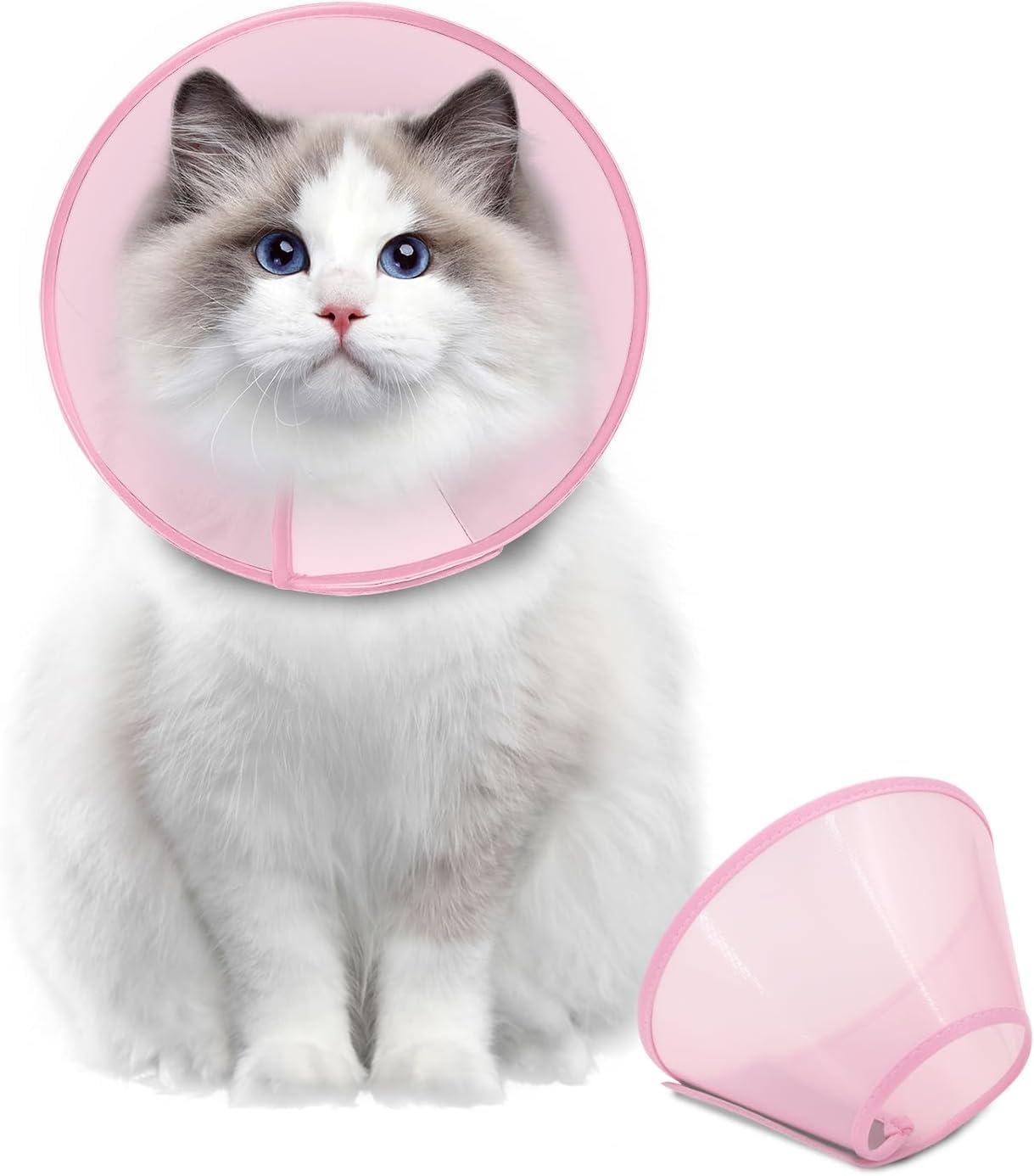 Supet Dog Cone Adjustable Pet Cone Pet Recovery Collar Comfy Pet Cone Collar Protective for After Surgery Anti-Bite Lick Wound Healing Safety Practical Plastic E-Collar for Dogs and Cats (Pink XS)