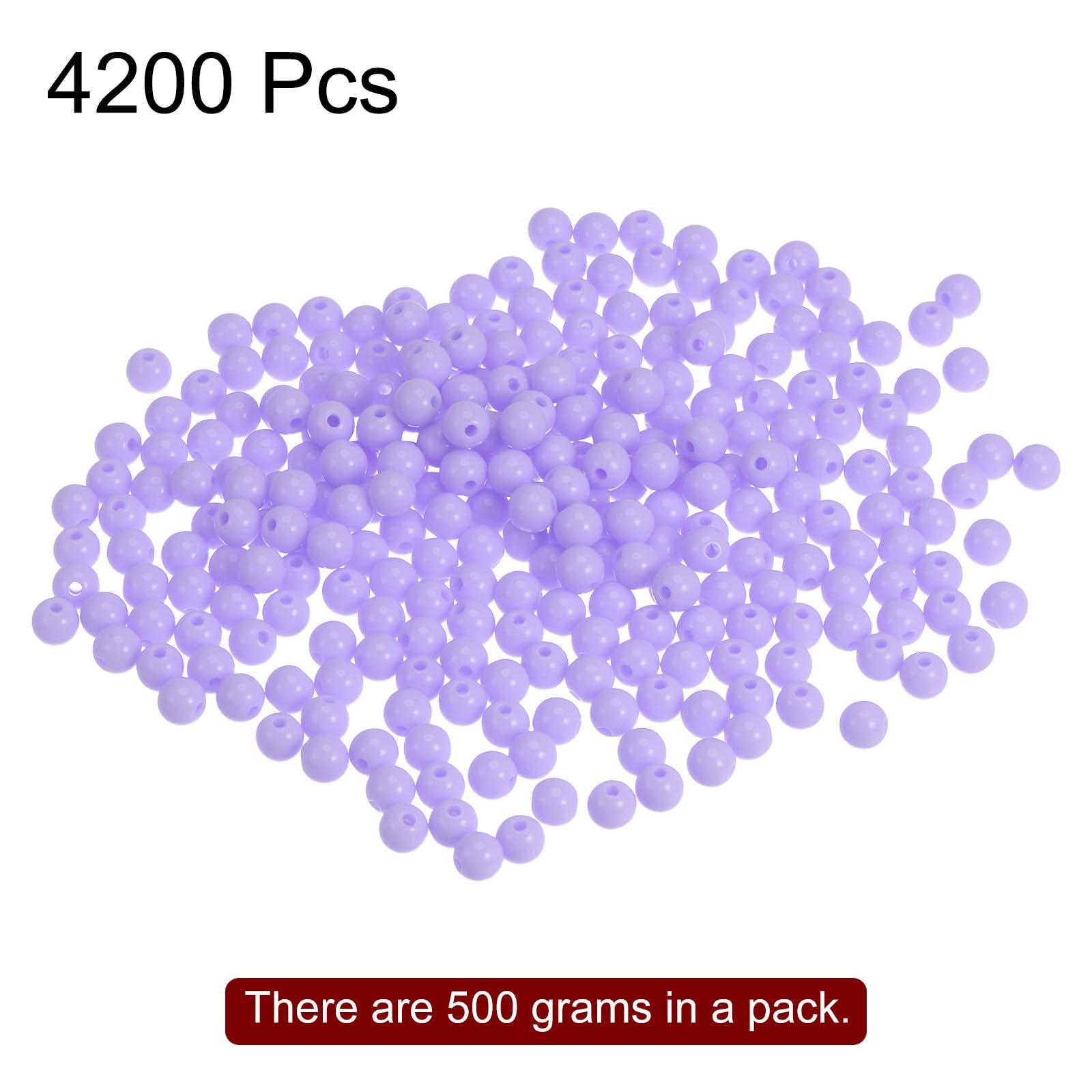 sourcing map 4200pcs Acrylic Round Beads 6mm Loose Bubble Craft Bead Assorted Candy Color for DIY Bracelet Earring Necklace Jewelry Making, Light Purple 2