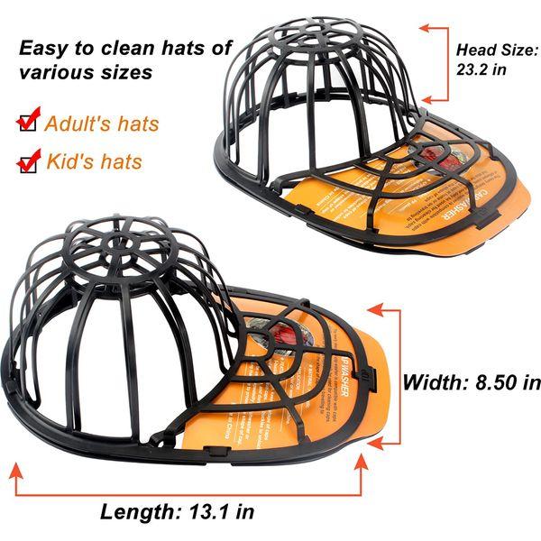 Haiou 2 Pack Cap Washing Cage for Washing Baseball Caps, Hat Washer for Closet Storage and Hat Cleaning Stand, Black 2