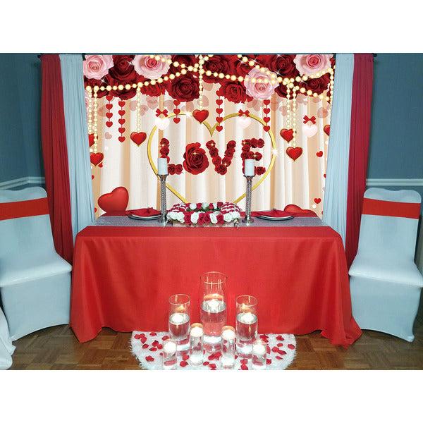 8x6FT Valentine Backdrop Red Rose Love Golden Heart Valentine's Day Backdrops for Photography Curtain Valentine Day Background for Pictures 3