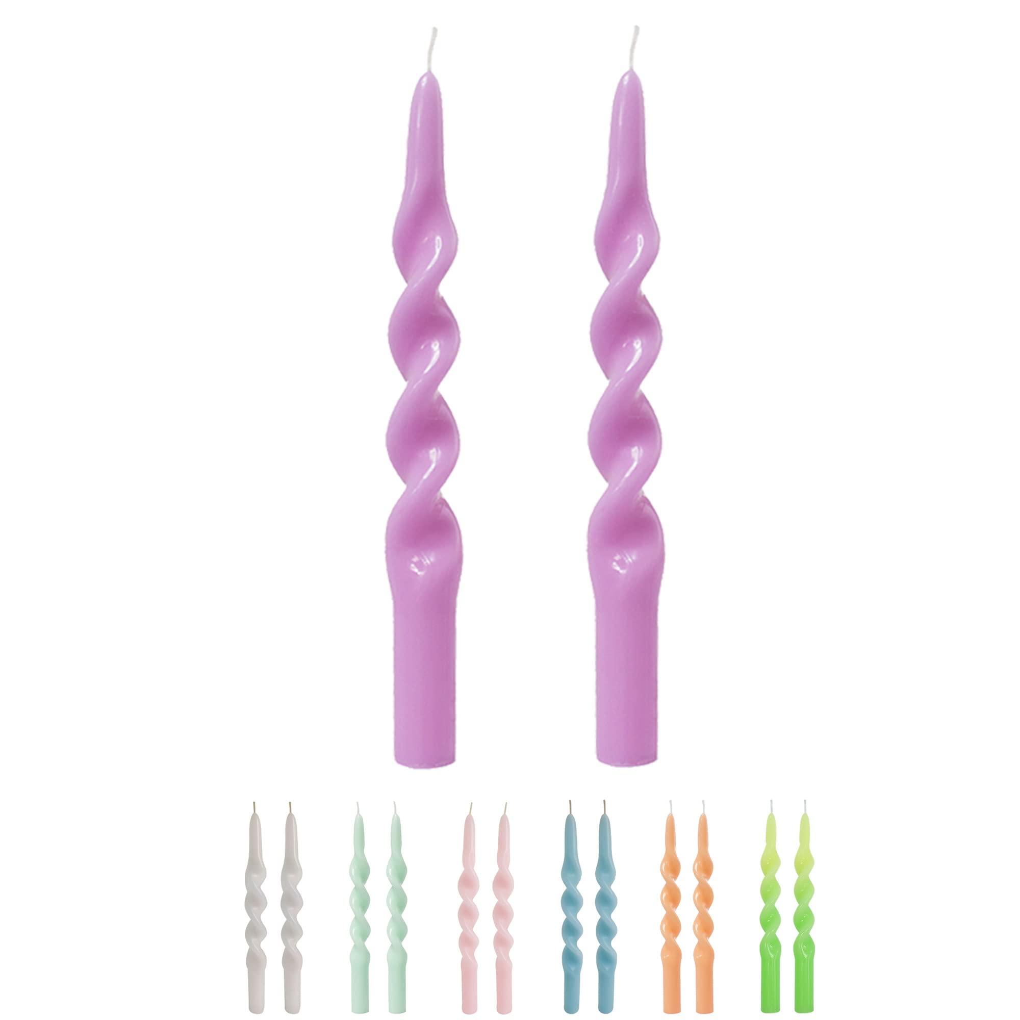 10inches Spiral Taper Candles Unscented Candles Purple Candlesticks for Home Decoration Twisted Tapered Candle Set of 2 0