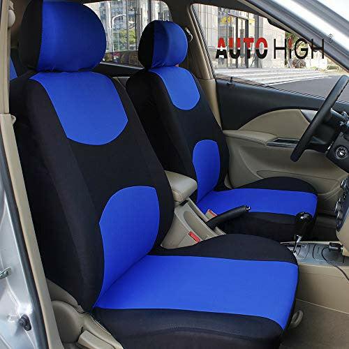 AUTO HIGH 11 Pieces Car Seat Covers Full Set - Breathable Mesh Cloth Automotive Front and Back Seat Protect Covers - Fits Most Car Truck Van SUV (blue & black) 2