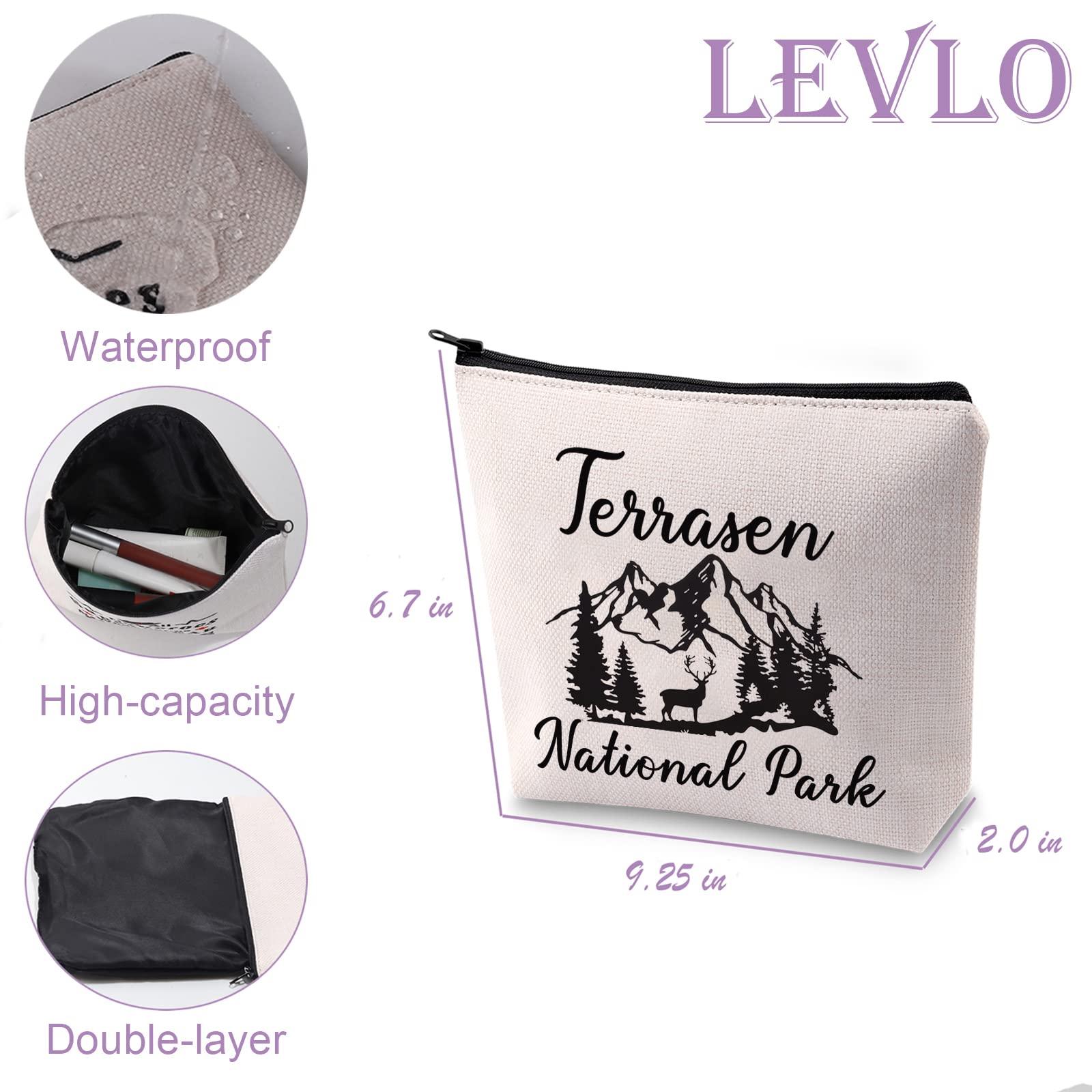 LEVLO Fantasy Novel Series Fans Gift Terrasen National Park Makeup Bag Bookish Travel Waterproof Bruches Zipper Pouch, Terrasen National Park 1