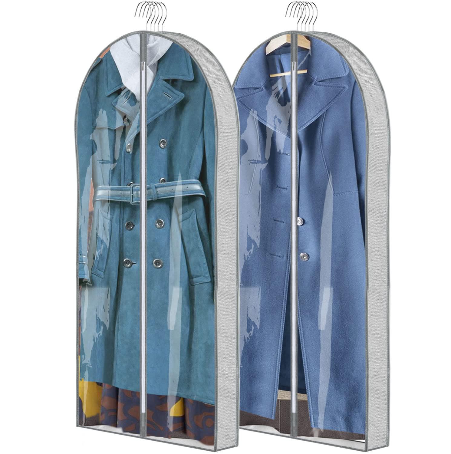 ZSURLUX Dress Bags Covers 60 x 150cm 2Pack, Hanging Dress Storage Bag, Long Garment Bags for Dresses, Long Coat, White