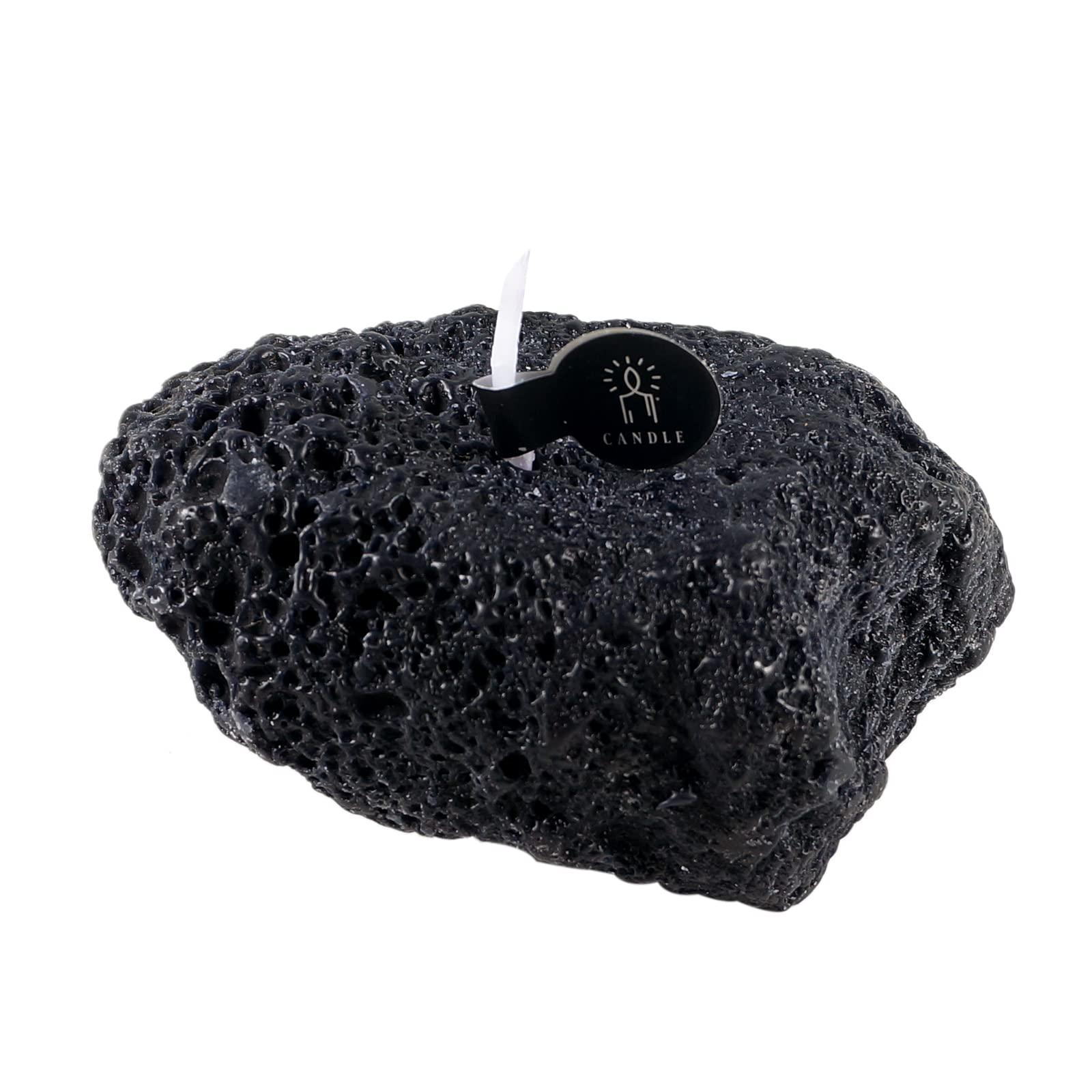 Soulnioi Creatice Irregular Black Meteorite Stone Candle Aromatherapy DIY Handmade Candles and 1pc Obsidian Wolf Tooth Beaded Necklace 3