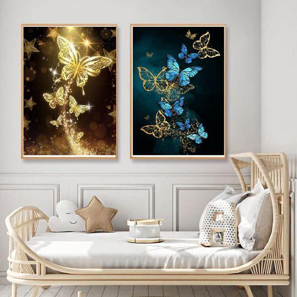 OUROIRIL 2 Pack DIY 5D Diamond Painting Kits for Adults and Kids, Butterfly Round Full Drill Crystal Rhinestone Embroidery Cross Stitch Arts Craft Canvas for Home Wall Decor,16"X12" 2