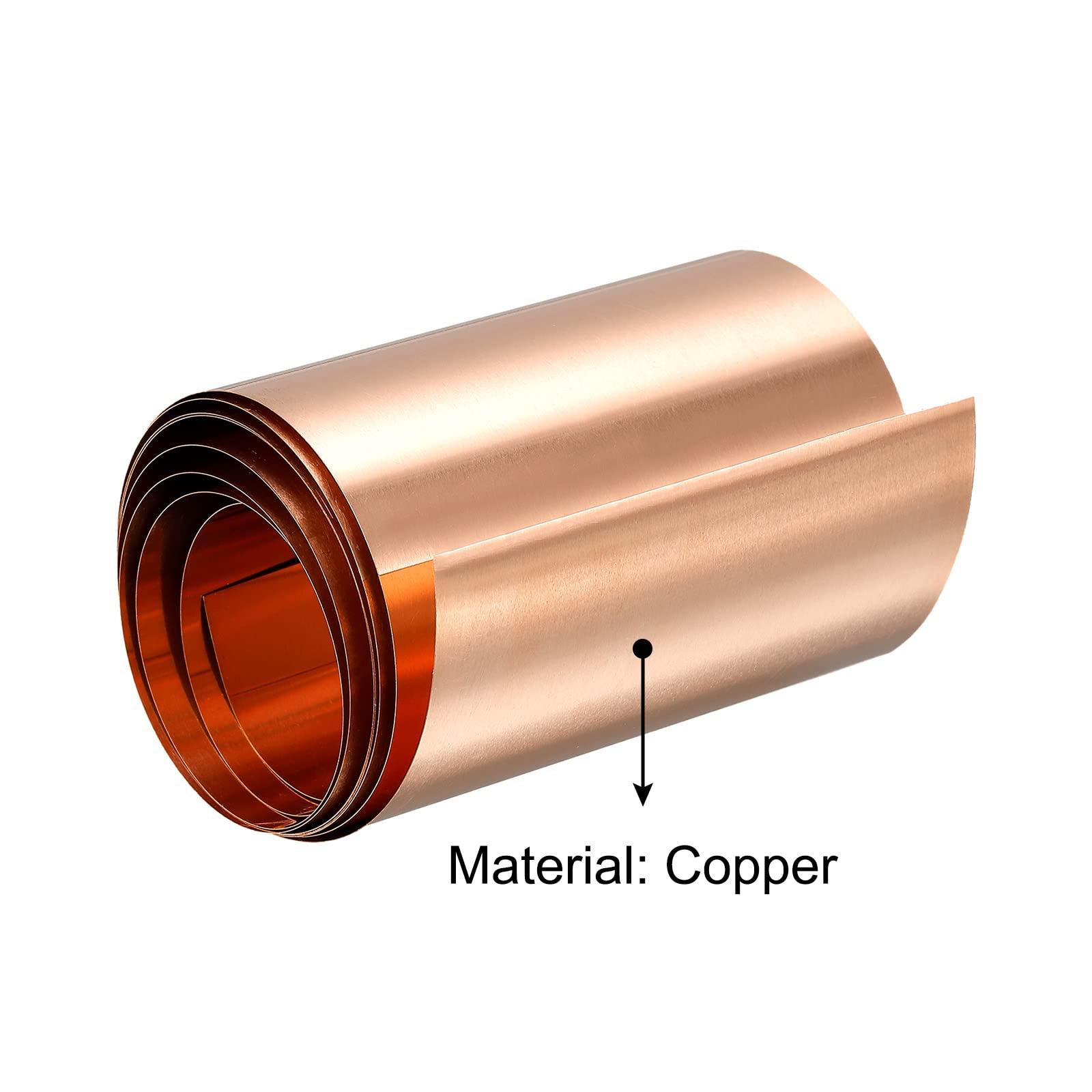 sourcing map Copper Thin Foil Roll Sheet, 0.2x60x1000mm Pure Copper Foil Sheet Roll Copper Strip for Crafts, Electrical Repairs, Grounding 7