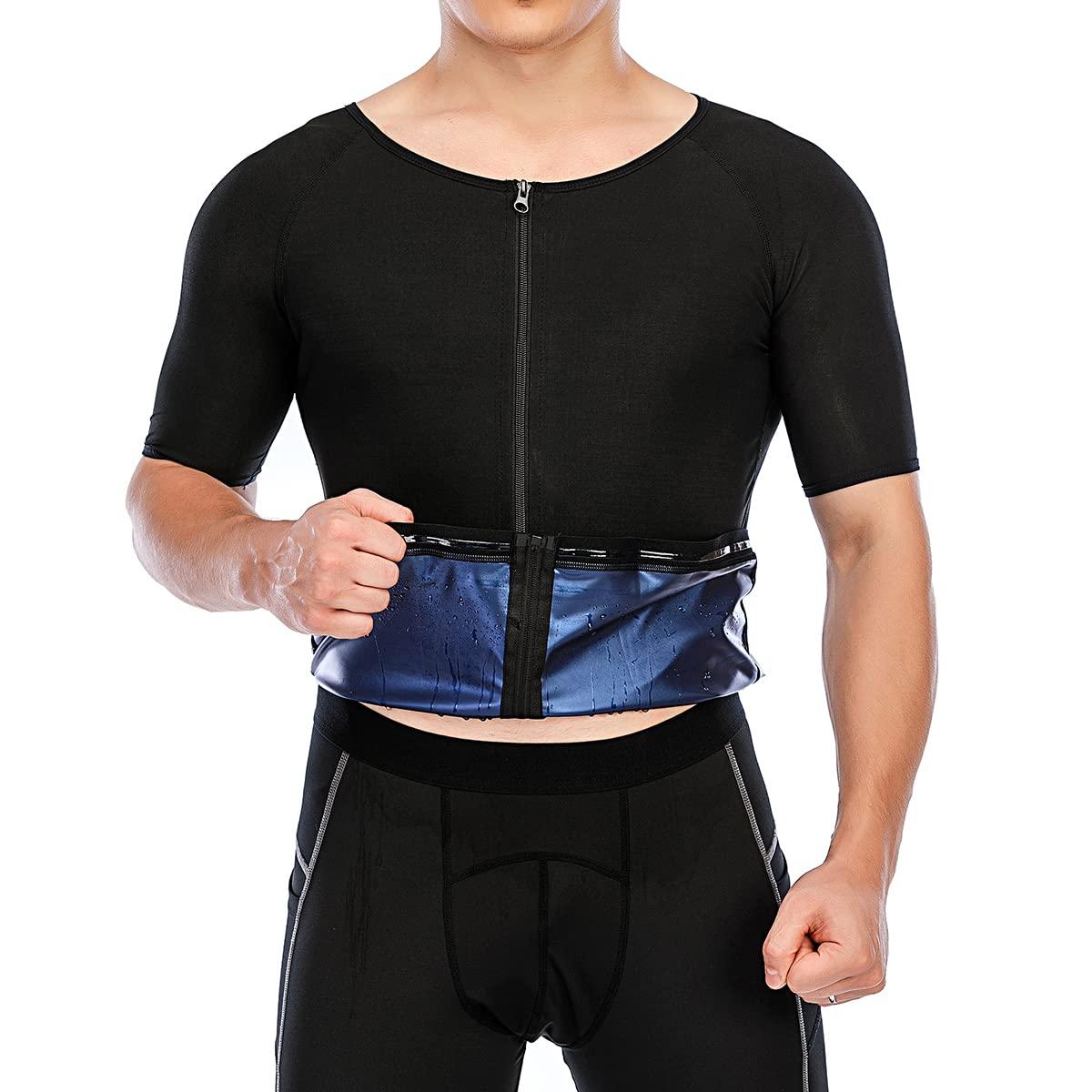 Mens Sweat Sauna Shirt Workout Training Body Shaper Waist Trainer Zipper Vest for Weight Loss 0