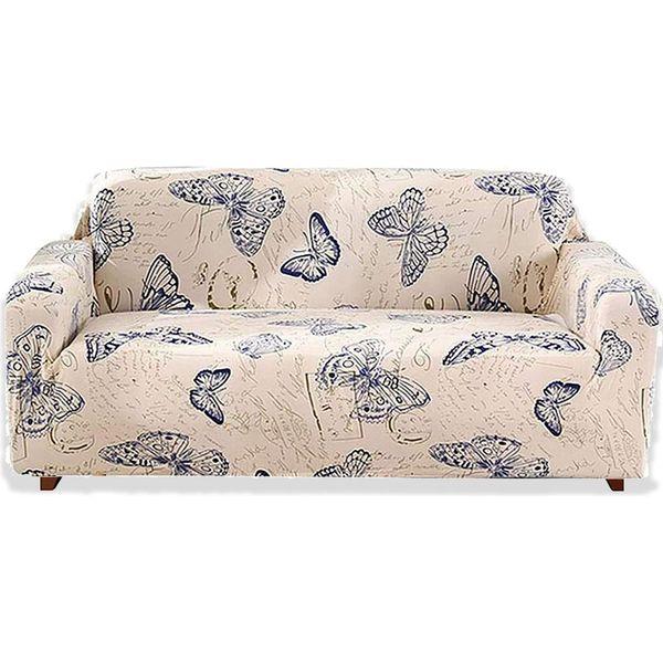 Teynewer 1-Piece Fit Stretch Sofa Cover, Sofa Slipcover Elastic Fabric Printed Pattern Chair Loveseat Couch Settee Sofa Covers Universal Fitted Furniture Cover Protector (1 Seater, Butterfly) 0