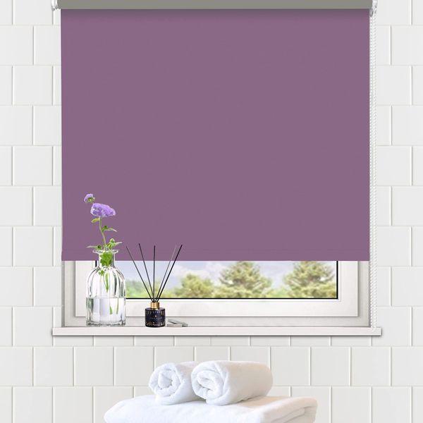LUCKUP 100% Blackout Waterproof Fabric Window Roller Shades Blind, Thermal Insulated,UV Protection,for Bedrooms,Living Room,Bathroom,The Office, Easy to Install 79 x 183 cm(Aubergine) 0