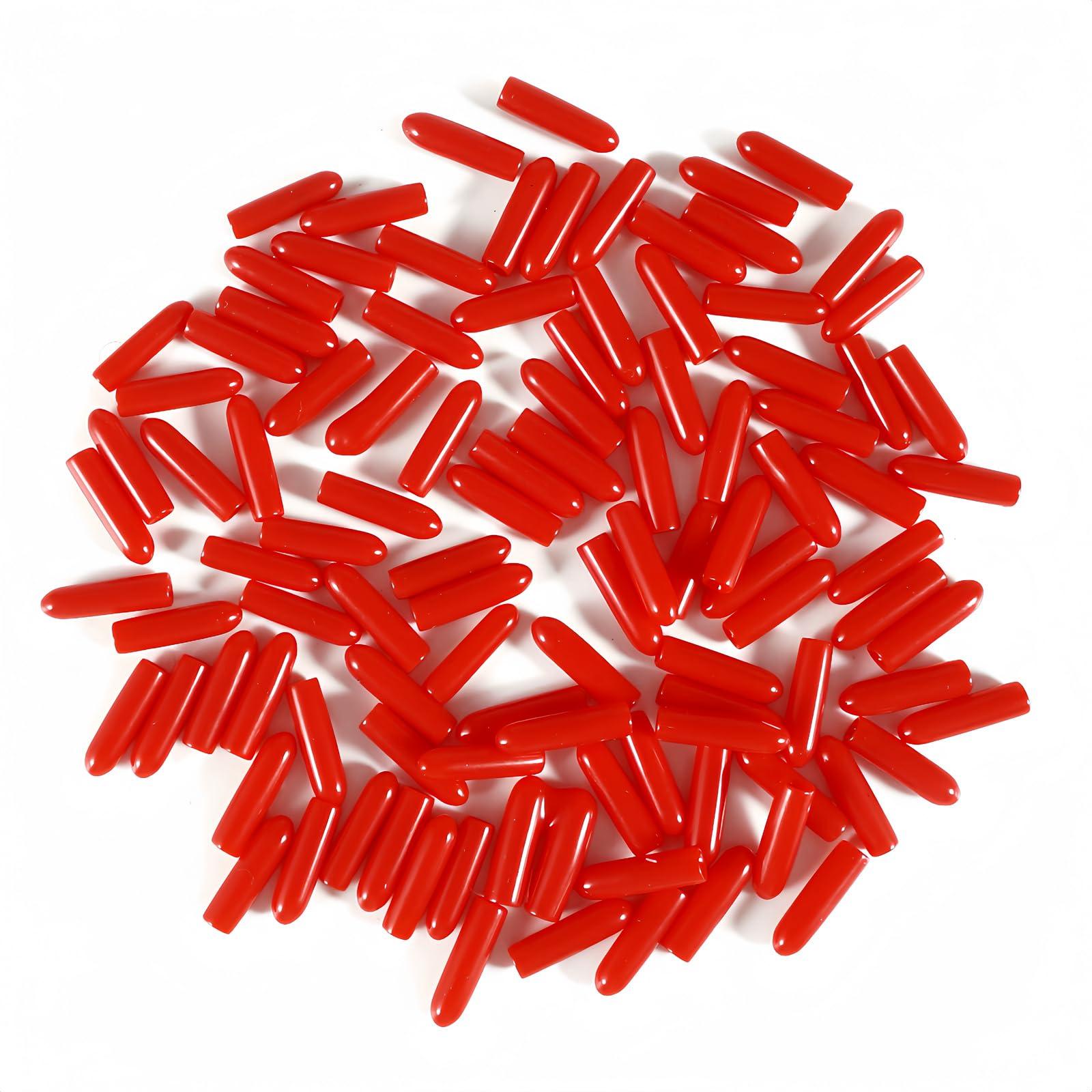 Boxonly Screw Thread Protectors PVC Rubber Round Tube Bolt Cap Plastic End Cap Cover Inner Dia.2.5mm Red 100Pcs