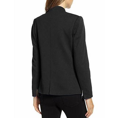 Roskiky Women's Stand Collar Work Blazer Suit Open Front One Button Casual Jacket Outerwear Black Size L 1