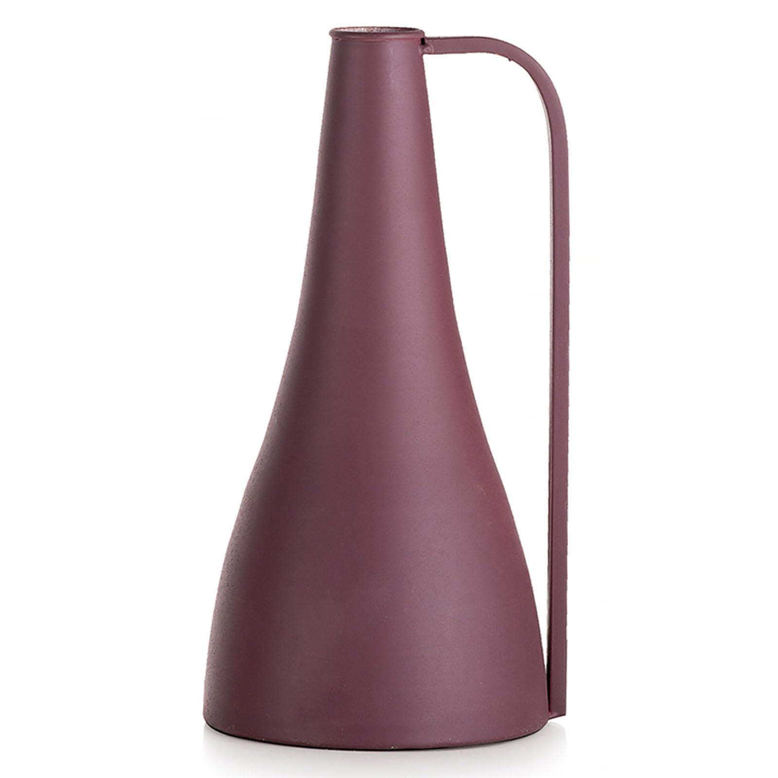 Sziqiqi Metal Pitcher Flowers Vases - 23.5cm Modern Vases with Handle Red Single Stem Vase for Table Morandi Narrow Neck Vases for Artificial Plants Love Gift for Mum Women Wife Sister