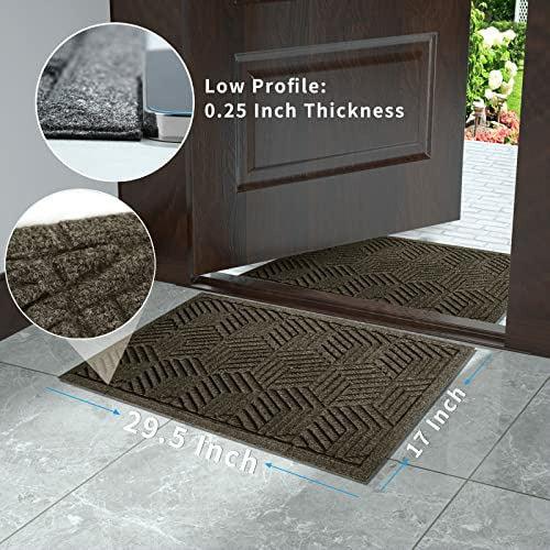 Yimobra Durable Indoor Door Mats, Easy Clean Entrance Floor Rug, Water Absorption Welcome Mat for Outdoor Front Door, Resist Dirt, Patio, Busy Areas, Heavy Duty, Non Slip, 75 x 43 cm, Beige Brown 3