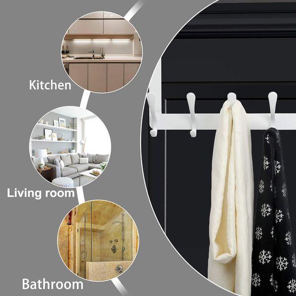 Dseap Over The Door Hook Hanger, Heavy Duty Over The Door Towel Rack Coat Rack for Clothes Hat Towel, Black, 2 Packs 3