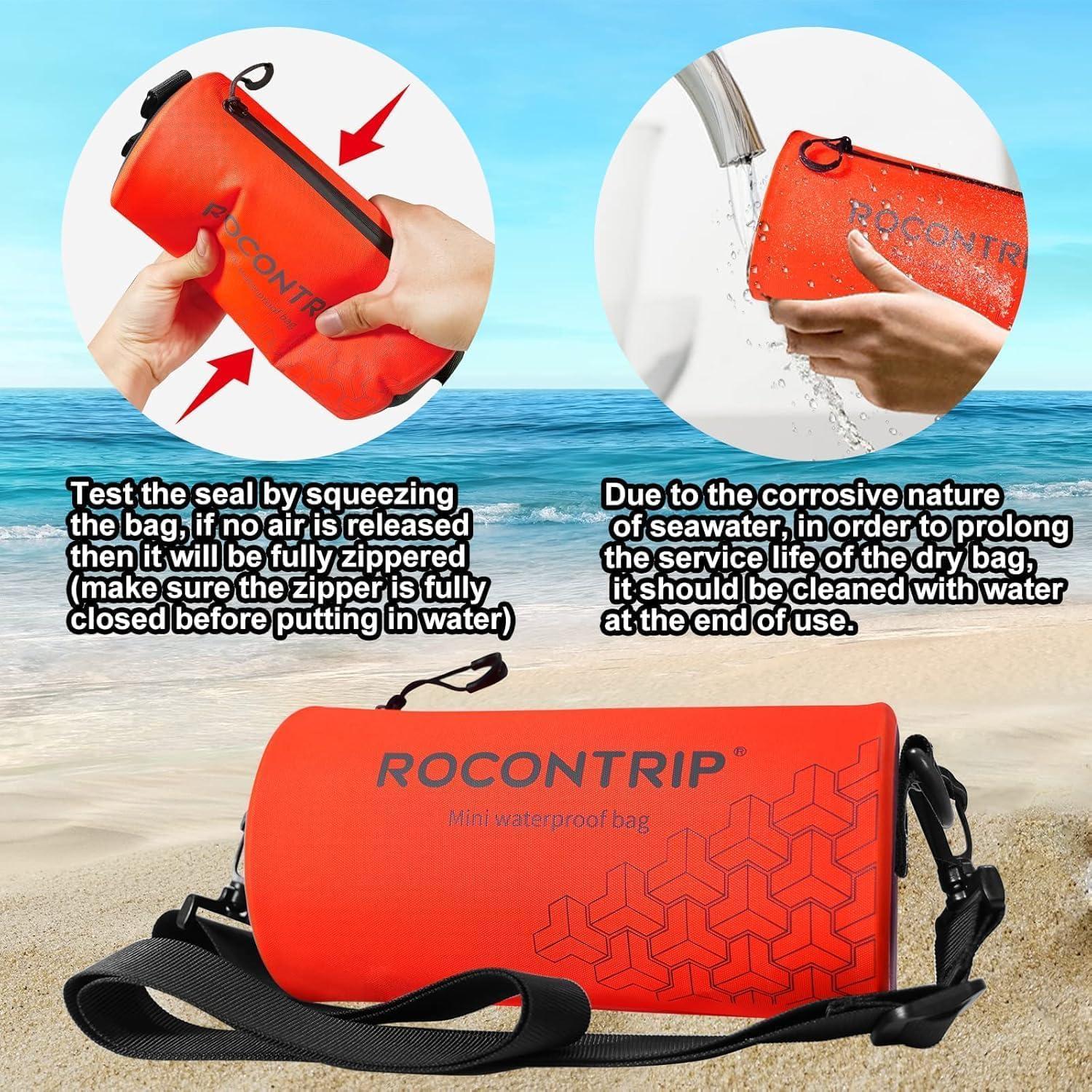 ROCONTRIP Crossbody Waterproof Bag IPX8 Waterproof Dry Bag with Airtight Zipper Ultra Light Waterproof Beach Bag with 420D TPU Dry Sacks for Swimming Kayaking Camping Boating Rafting Fishing 4