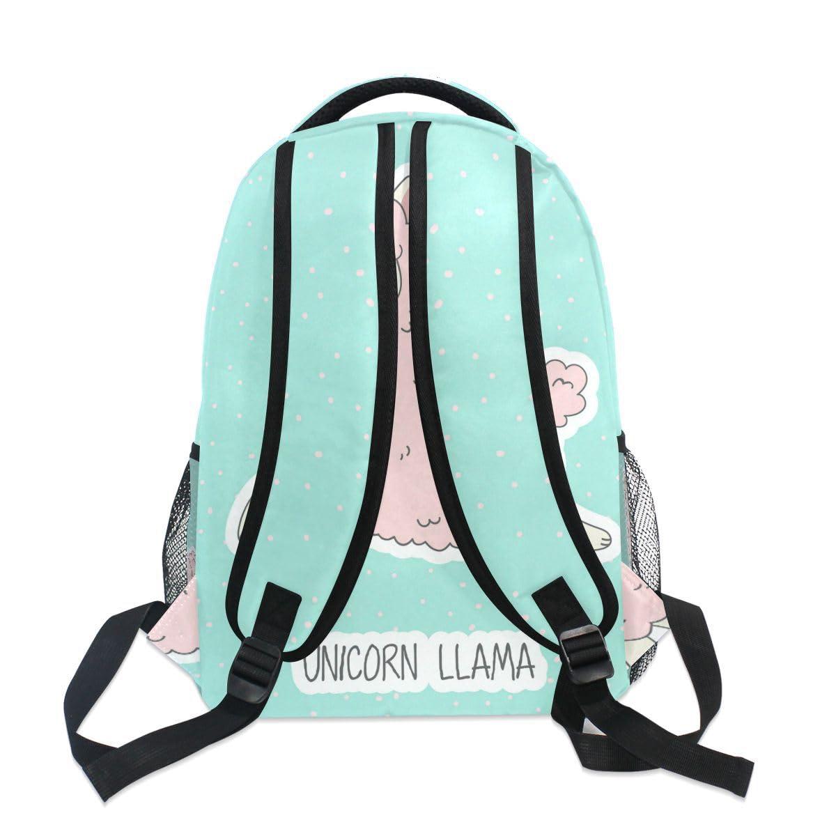 Unicorn Llama Backpacks for School Teal Alpaca Running Bookbags for Kids Teen Toddler Fashion Daypack Rucksack Travel Laptop Bag 4