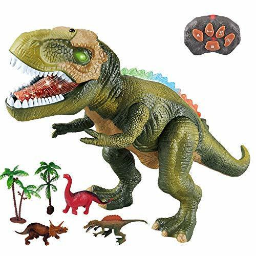 WISHTIME Remote Control Dinosaur ElectricToy Kids RC Animal Toys LED Light Up Dinosaur Walking and Roaring Realistic T-Rex Robot Toys For Toddlers Boys Girls 0