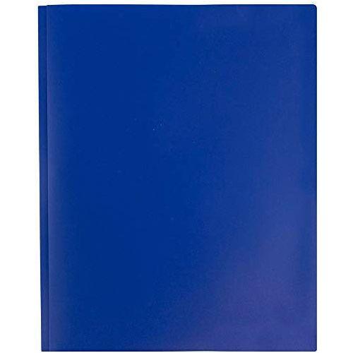 JAM PAPER Plastic 2 Pocket School POP Folders with Metal Prongs Fastener Clasps - Dark Blue - 6/Pack 4