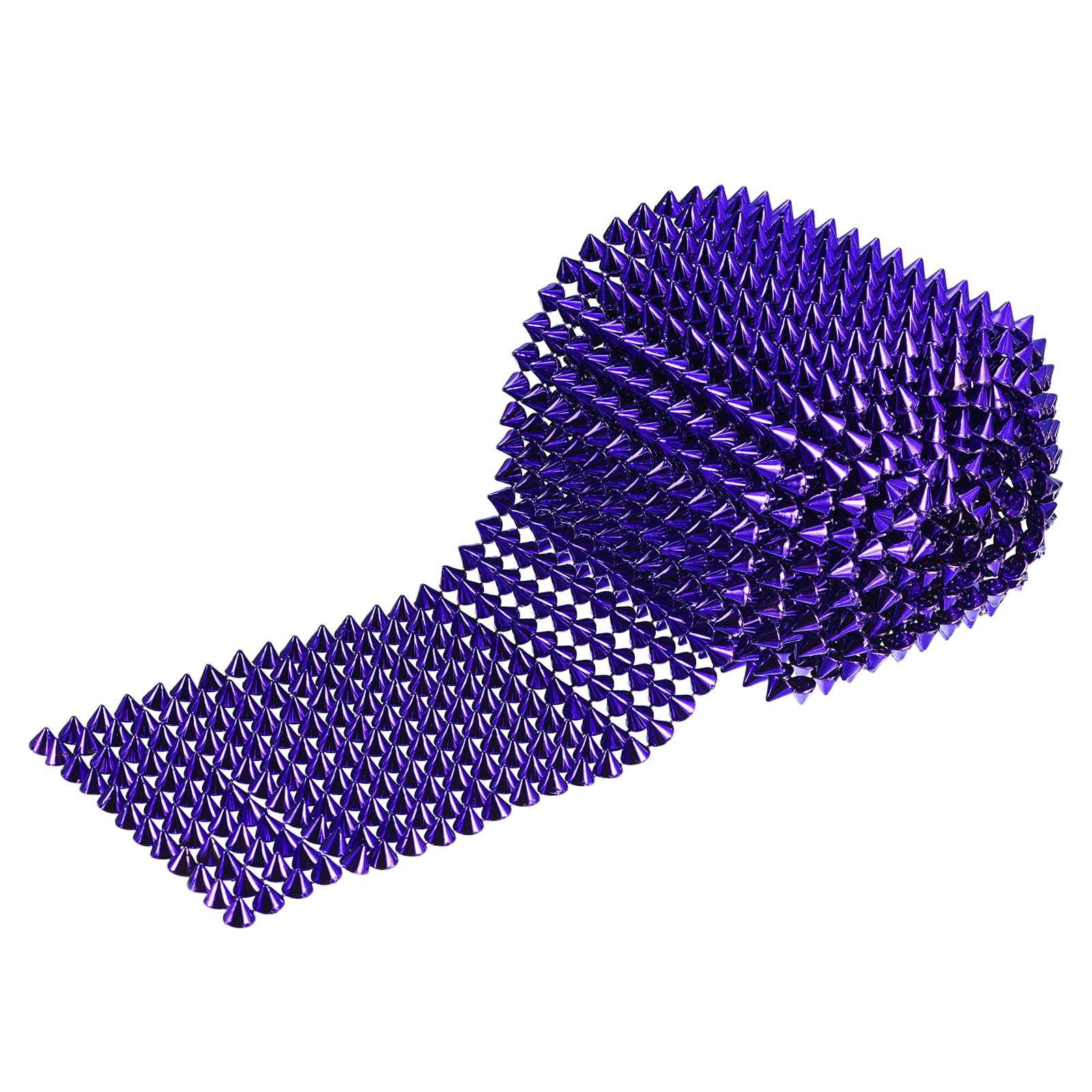 sourcing map 1 Yard Sew Stitch on Cone Spikes Studs, 12Rows Plastic Flat Back Spike Rivet Punk Trim Ribbon for DIY Clothing, Bags, Shoes Decoration, Sapphire