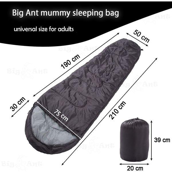 Big Ant Sleeping Bag Adults 3-4 Season Warm Weather & Winter, Lightweight,Waterproof Indoor & Outdoor Use for Kids, Teens & Adults for Hiking, Backpacking and Camping 2
