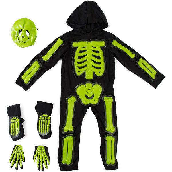 IKALI Kids Halloween Skeleton Costume, 3D Glow in the Dark Bone Jumpsuit 4pcs For Age 9-10 Years 4