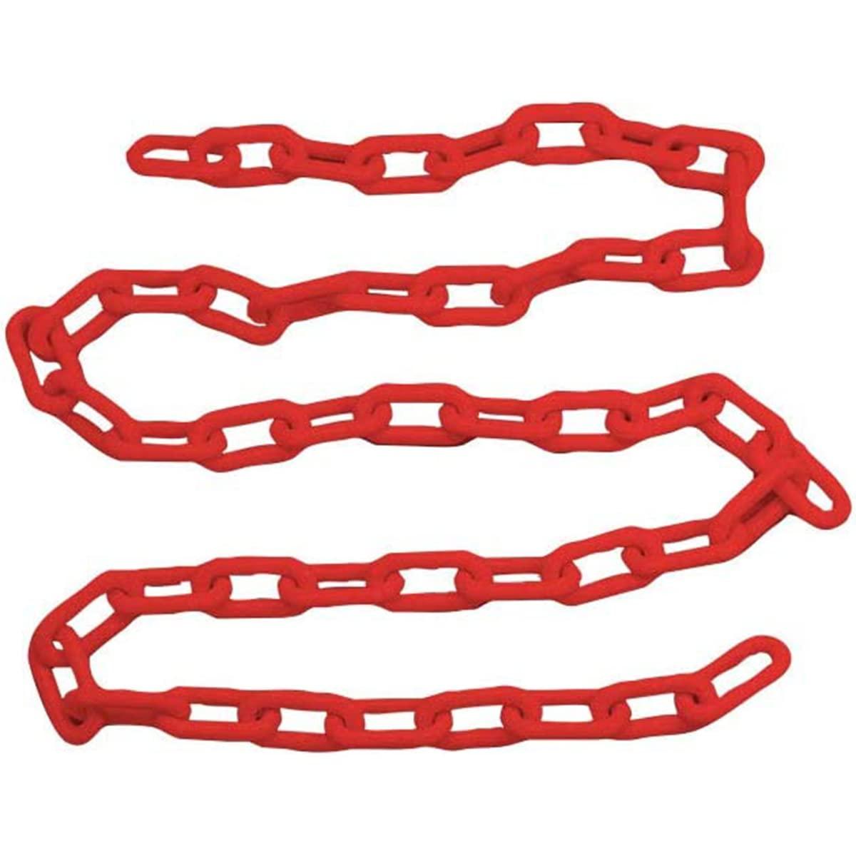 MACHSWON 10m x 10mm Plastic Chains Barrier Safety Plastic Chain Warning Post Road Cone Chain Isolation Chains for Transportation Facility,Decorative Garden Fence Red 1