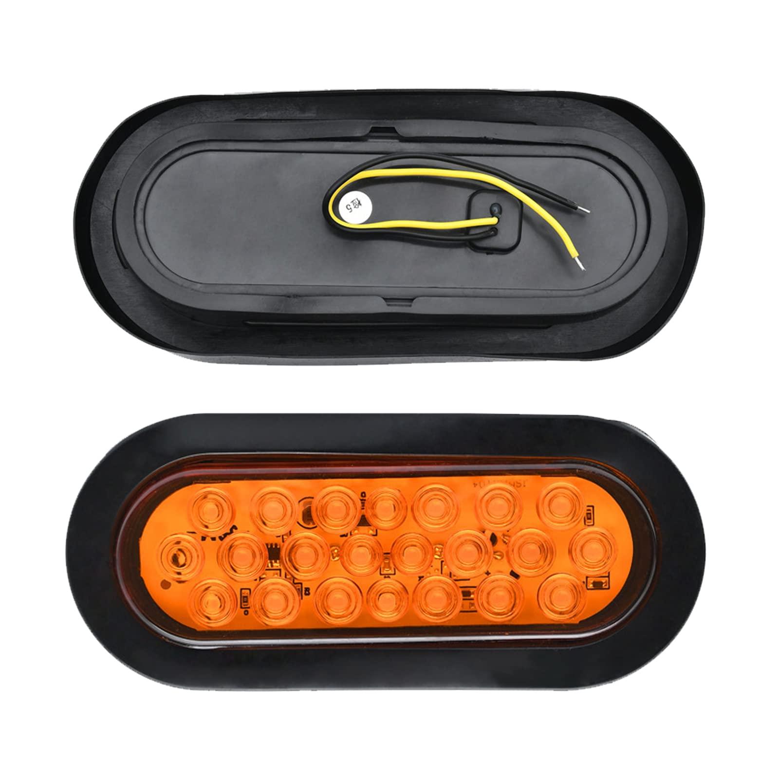 ALI2 Oval Yellow LED Trailer Lights Stop/Turn Tail Light 22 LED for Trailer Truck,2PCS 7