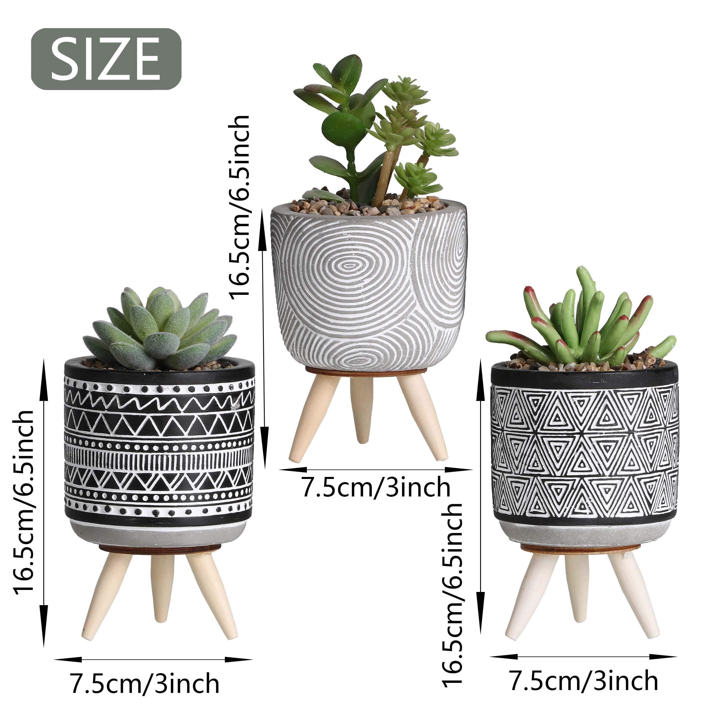 TERESA'S COLLECTIONS Artificial Succulent Plant in Pot Set with Stand, Set of 3 Small Fake Plants Indoor Planter Pots for Bathroom, Gifts, Spring Decor, Home Decor, H16.5cm, Gift for Home Decoration 3