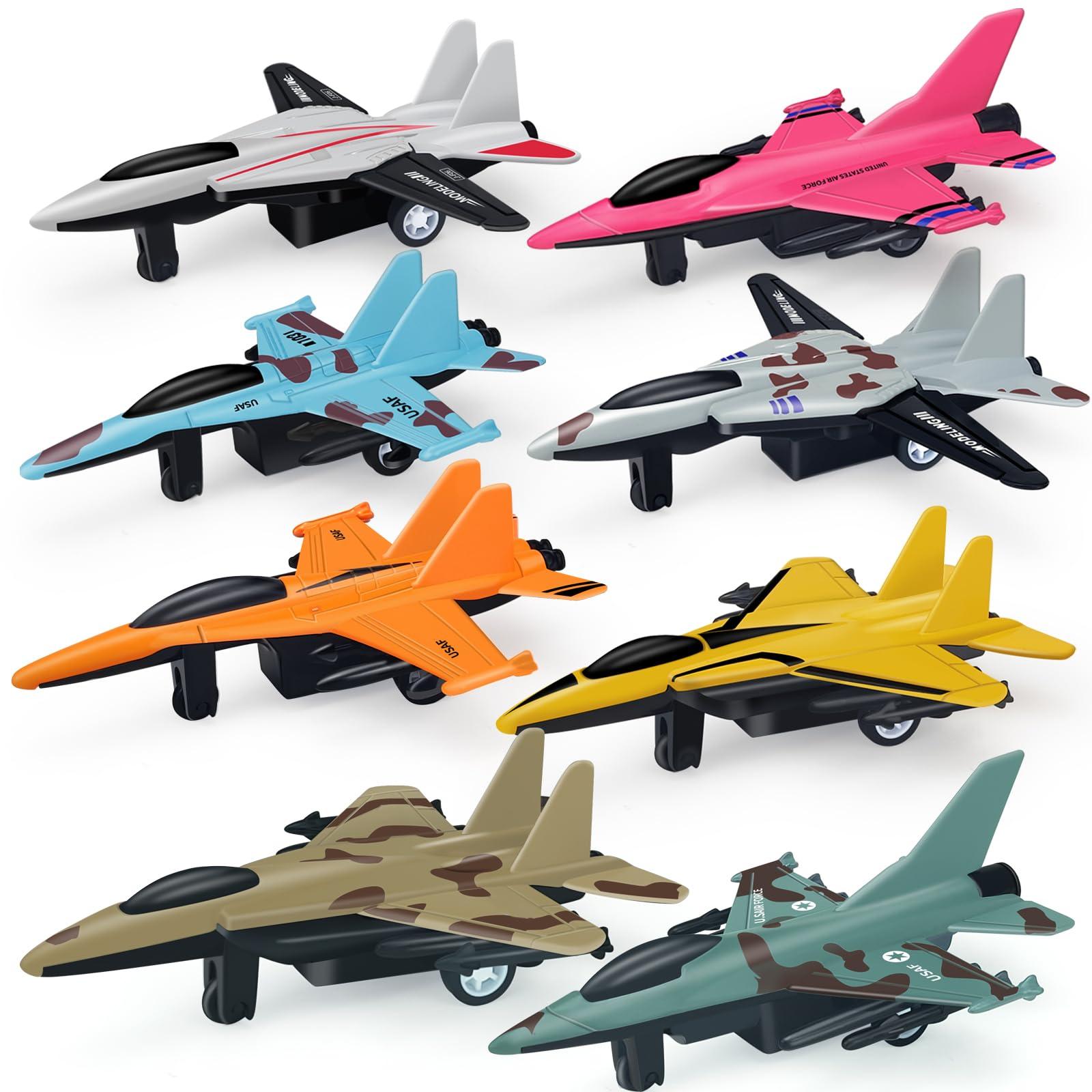 Tcvents 8 Pack Airplane Toys for 3 4 5 6 Year Boys, Pull Back Metal Military Plane Toys Die Cast Plane Models Kids' Play Vehicles Toy Airplanes for Kids Birthday Party Favors 0