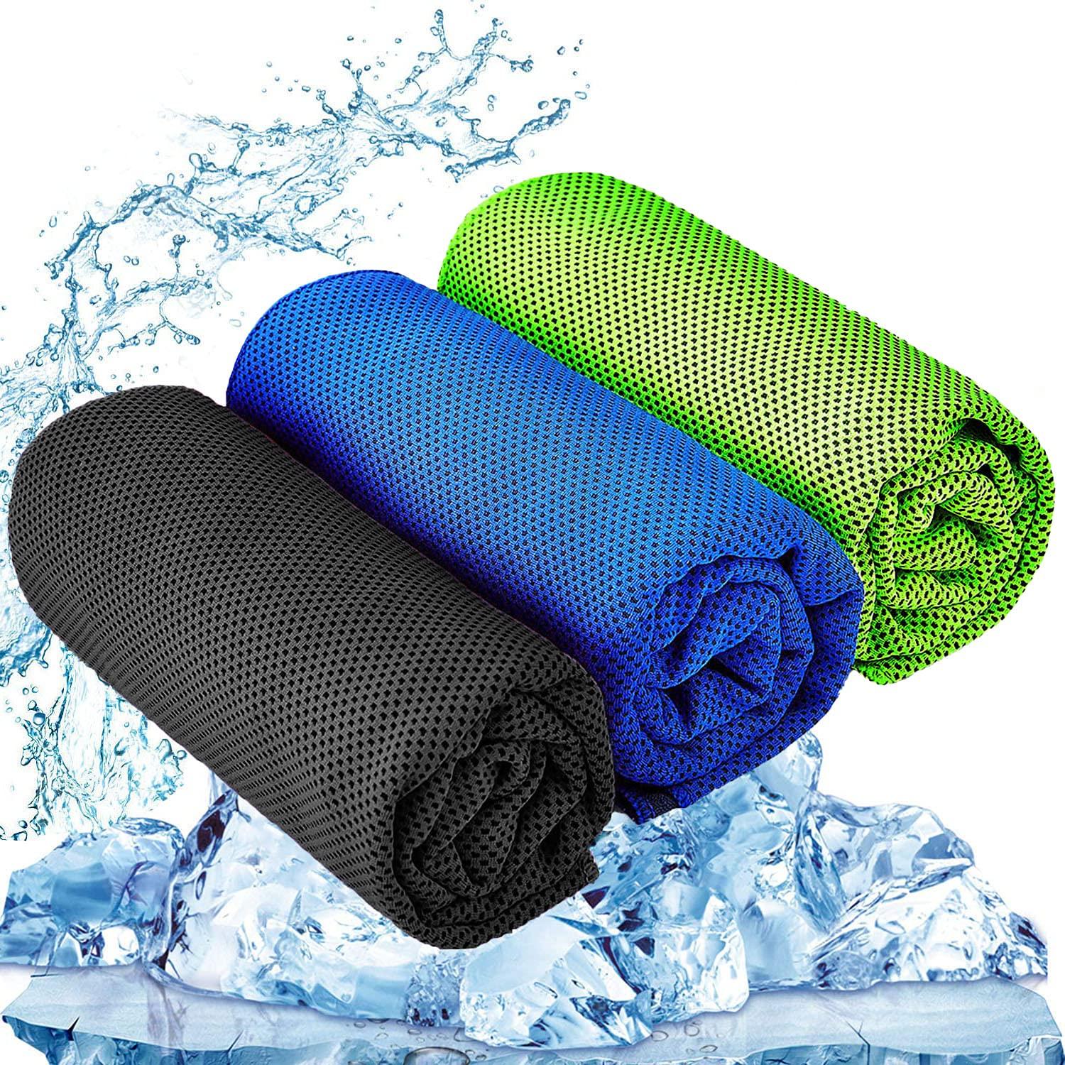 YQXCC Cooling Towel 3 Pcs 120 x 30 cm Microfiber Towel For Instant Cooling Relief, Cool Cold Towel for Yoga Golf Travel Gym Sports Camping Football & Outdoor Sports