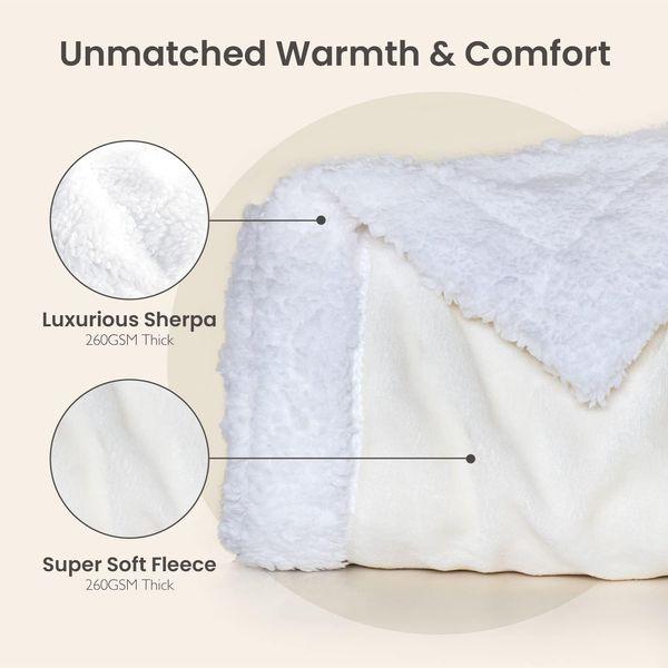 Everlasting Comfort Plush Sherpa Fleece Blanket - 2 Sided, Reversible Warm, Thick, Comfy, Soft Throw (127x165cm) 3