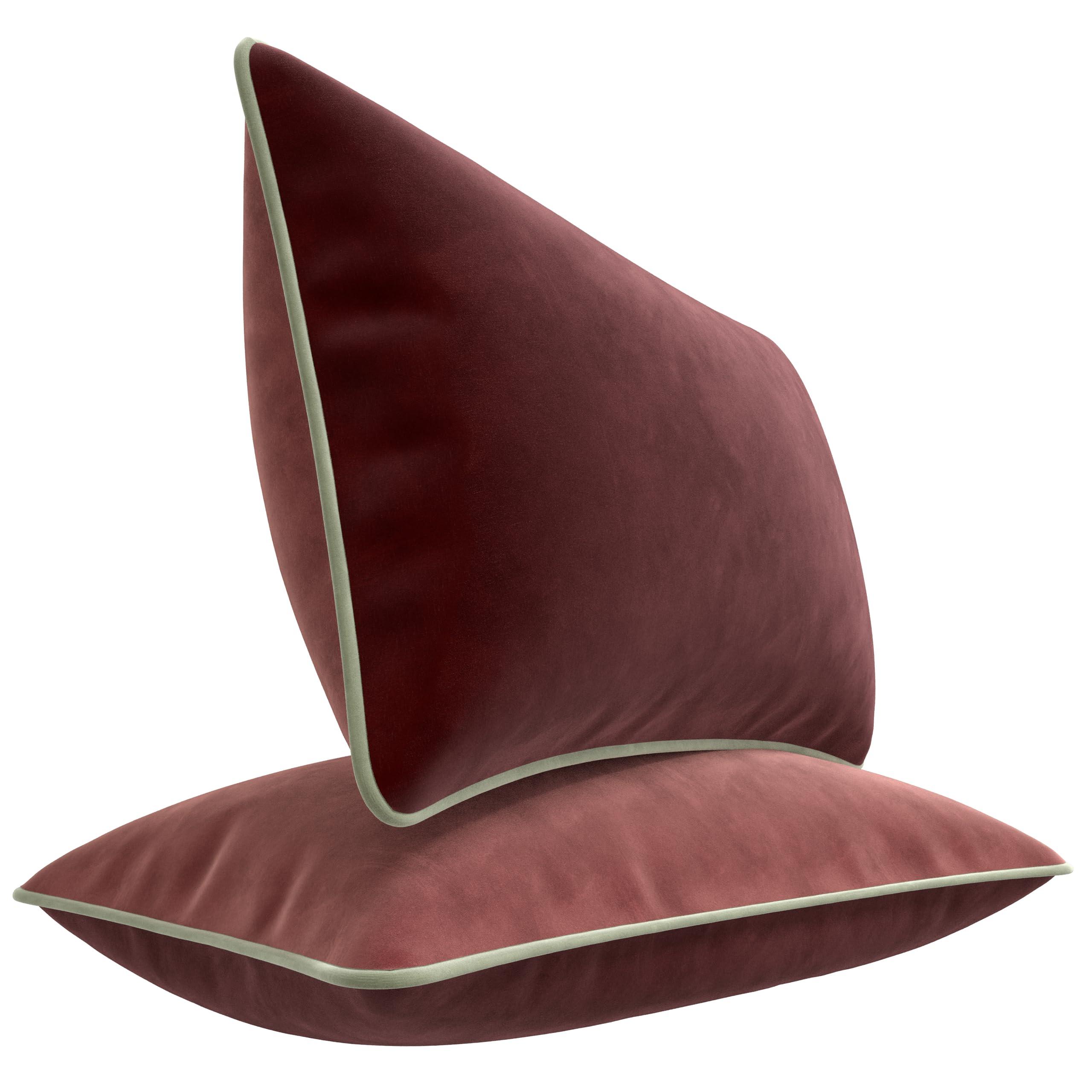 Blau Marité 2 Decorative Cushion Cover Set. Model CAMBRIDGE. Made of extra-soft velvet. Modern double-sided designs. Filling not included. (30x50 cm (12x20), Aubergine/Makeup, 2)