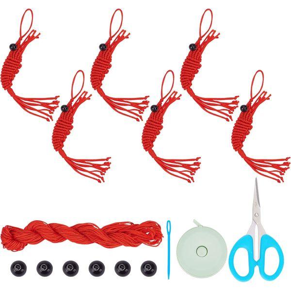 WEBEEDY 6 Sets Macrame Keychian Kit DIY Shrimp Macrame Hanging Ornament for Bag Charms Car Key Purse Phone 0