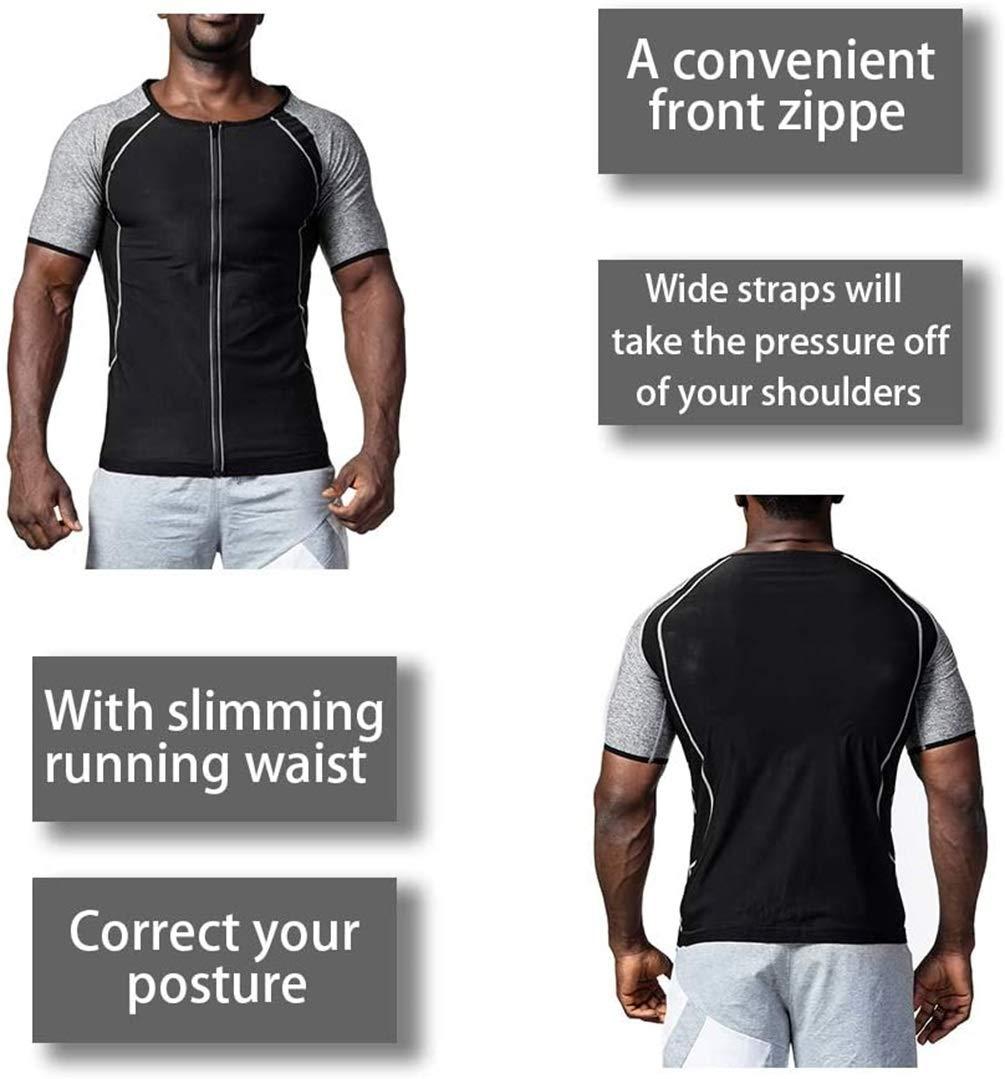 Mens Sweat Sauna Shirt Workout Training Body Shaper Waist Trainer Zipper Vest for Weight Loss 4