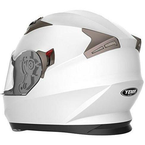 Motorbike Full Face ECE Helmet - YEMA YM-829 Racing Motorcycle Helmet with Sun Visor - White, XL 4