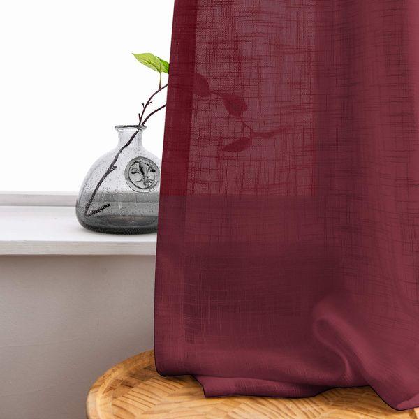 Carvapet Red Voile Curtains Transparent Net Curtains Sheer Drapes 72 drop, Rod Pocket, 2 Panel 2