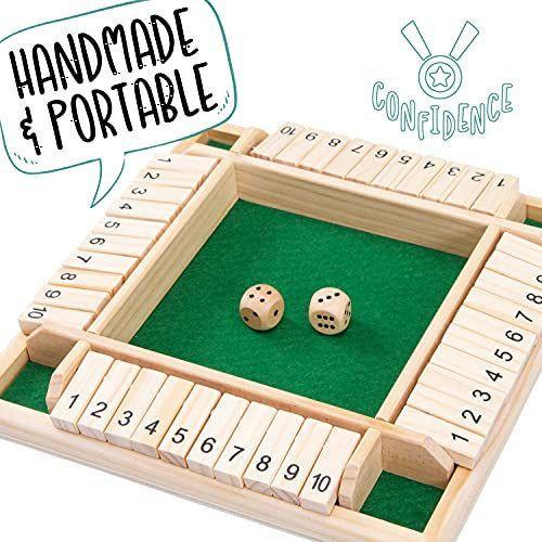 Jaques of London 4 Player Shut the Box | Wooden Board Games | Shut the Box Game with Dice | Perfect Wooden Games | Educational Dice Games | Since 1795 4