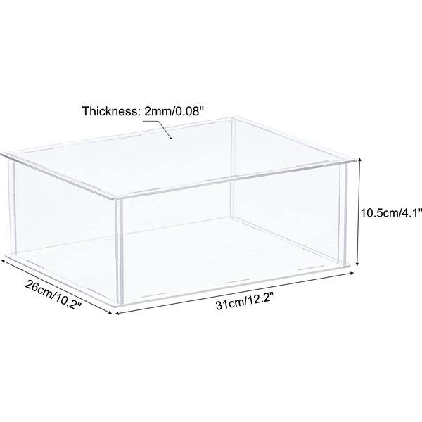sourcing map Acrylic Display Case Plastic Box Clear Assemble Dustproof Showcase 31x26x10.5cm for Collectibles Items 1