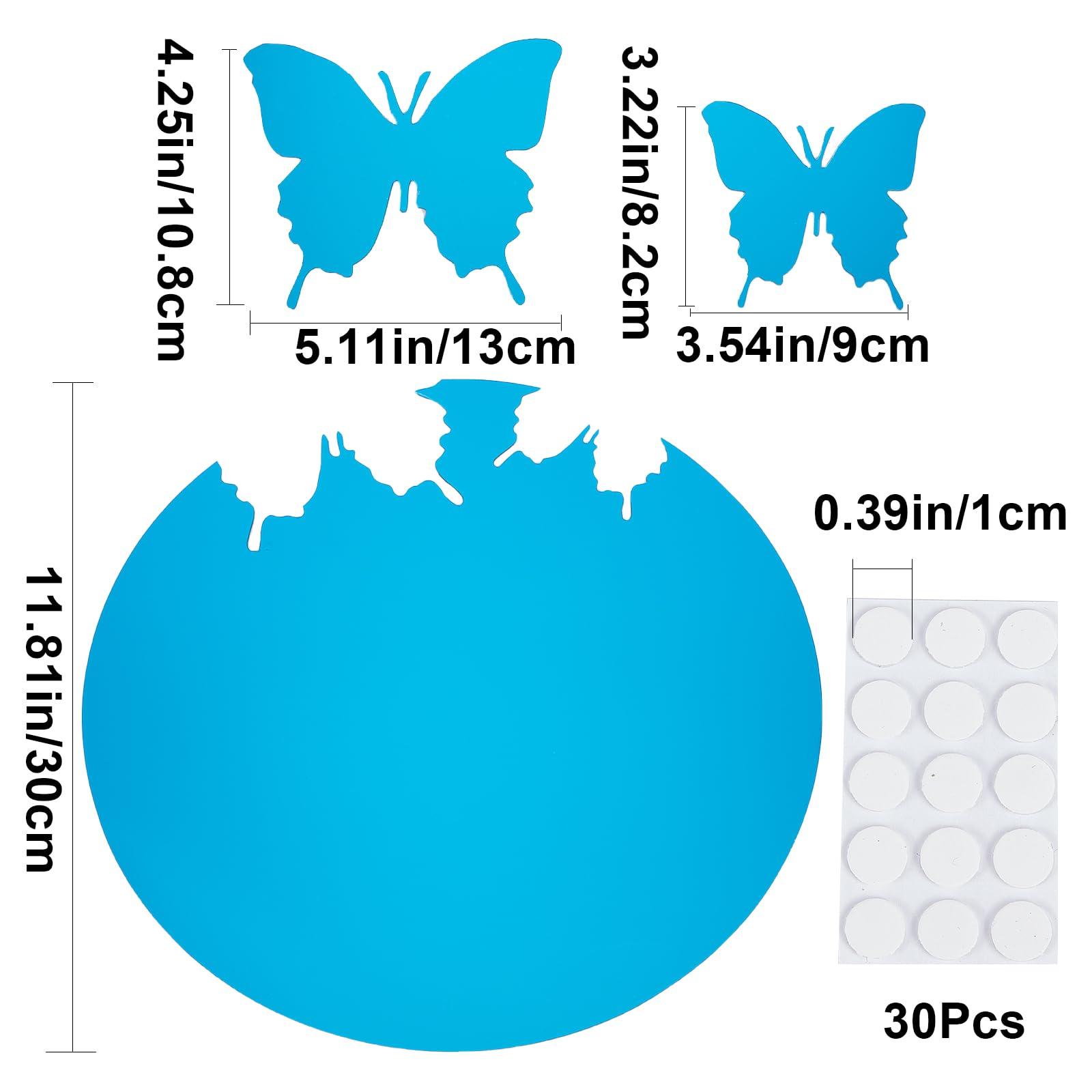 CREATCABIN 1 Set Large Butterfly Wall Decor 3D Butterflies Mirror Stickers Removable Mirrors Decals DIY Animal Murals Sticker with 30Pcs Double-Sided Tapes for Home Bedroom Decors, Dodger Blue 1