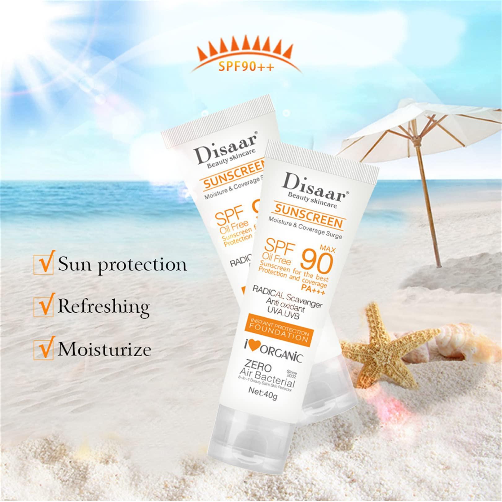 Barabum Facial Sunscreen Lotion Cream Beauty Skin Care SPF 90 Oil Free Radical Scavenger Anti Oxidant UVA/UVB 40g Britening Anti Sun Day Cream(2 pcs) 8