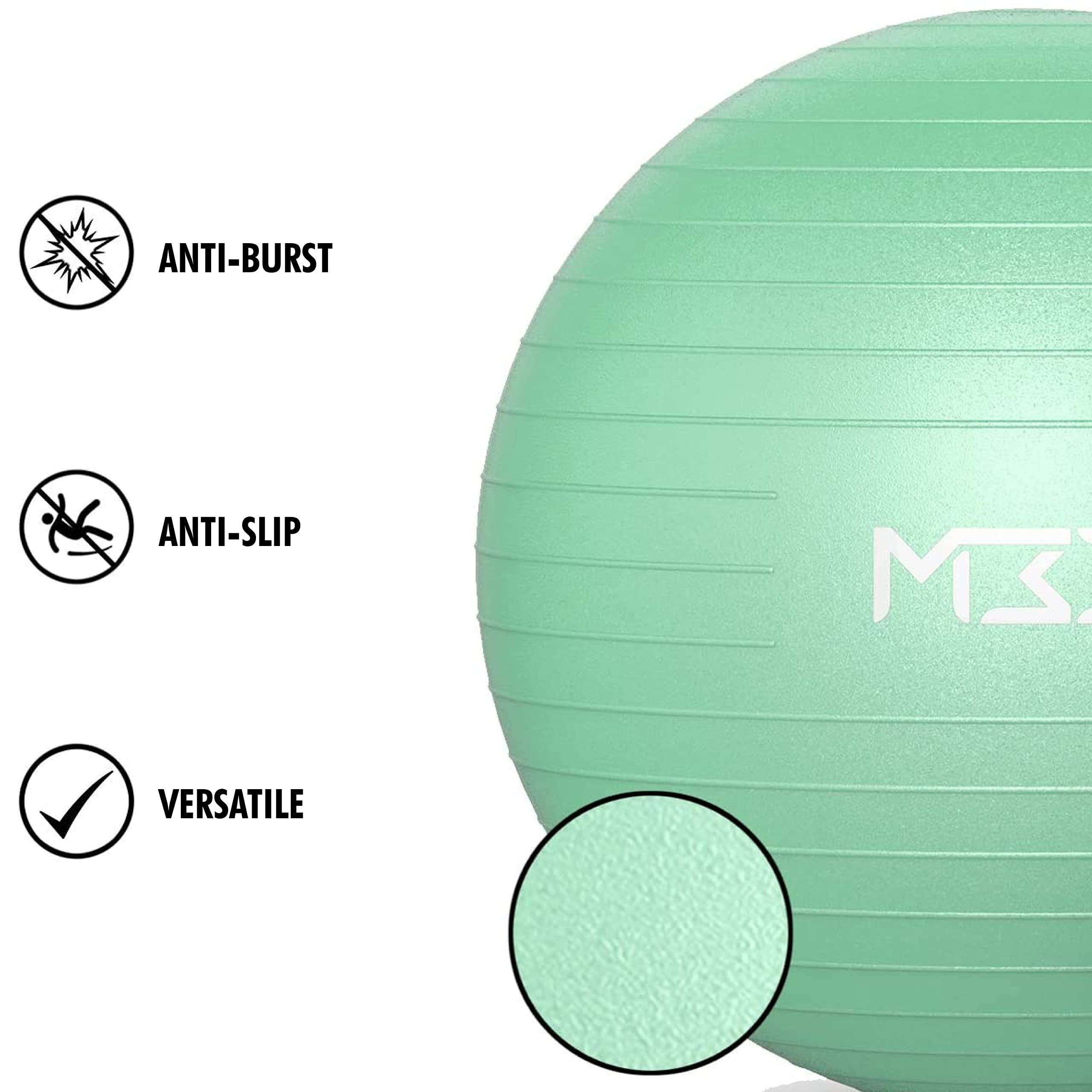 Mode33 Exercise Ball - 55 to 85cm Extra Thick Anti-Burst Yoga Ball with Hand Pump - Gym Ball for Fitness, Pilates, Pregnancy, Labour, Birthing Ball, Swiss Ball (L (75cm), lime green 6