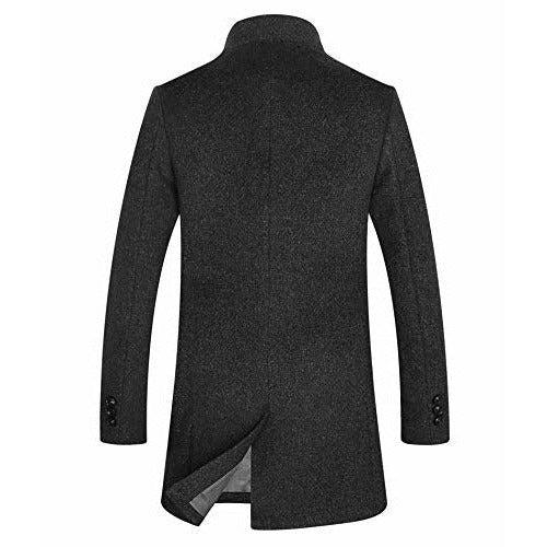 APTRO Mens Wool Coats Winter Jacket Warm Casual Overcoat Long Business Outwear Trench Coat 1681 Black S 1