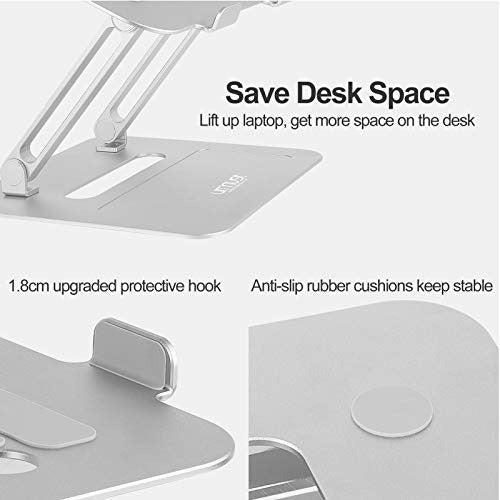 Urmust Adjustable Laptop Stand for Desk Aluminum Computer Stand for Laptop Riser Holder Notebook Stand Compatible with MacBook Air Pro Ultrabook All Laptops 11-17"(Silver) 3