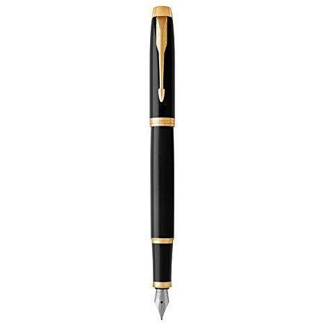Parker IM Fountain Pen | Black Lacquer with Gold Trim | Medium Nib with Blue Ink Refill | Gift Box 2